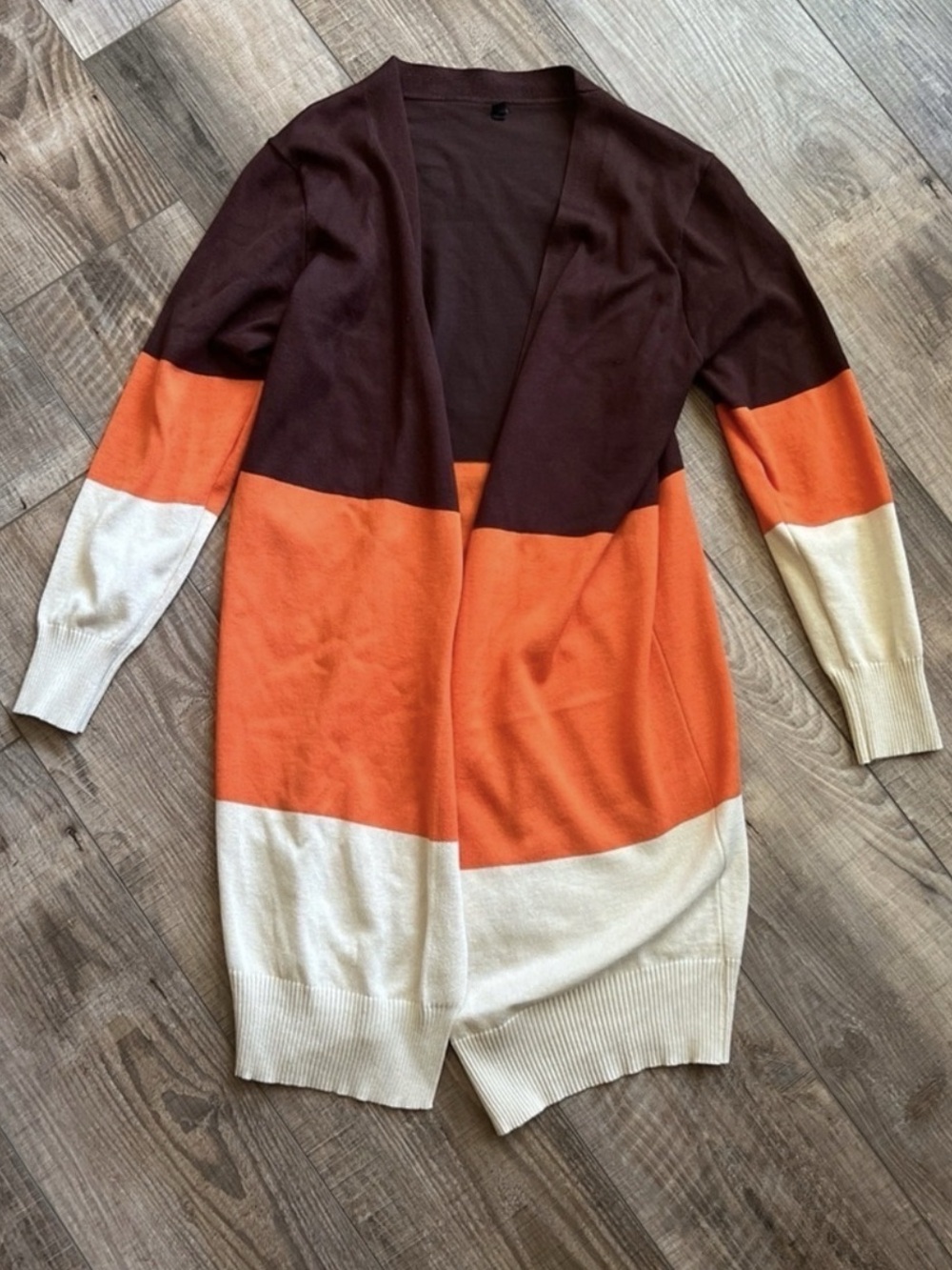 Color Block Cardigan in Brown & Orange Size Medium